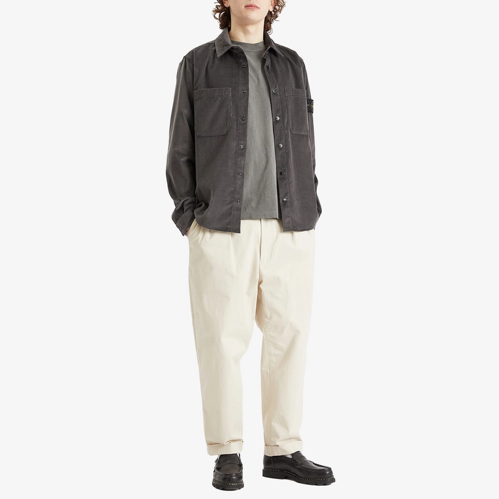 Stone Island Men's Cotton Micro-Corduroy Overshirt Charcoal
